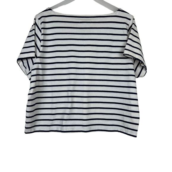 Madewell Striped Embroidered Staycation Crop Tee Size Large - Picture 8 of 12